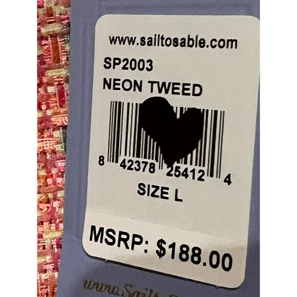 NWT Sail To Sable Neon Tweed Short Sleeve Top Size L - Picture 5 of 9